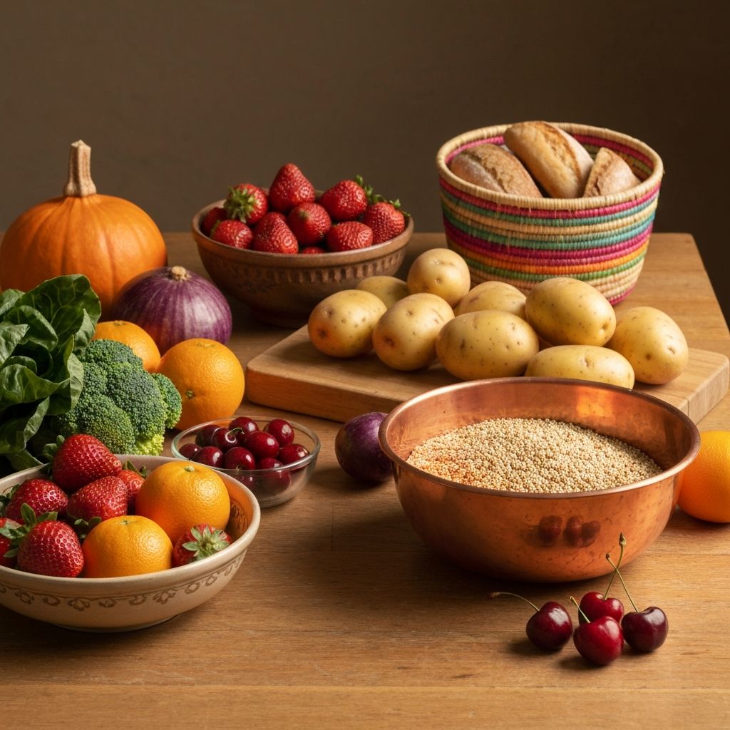 Vielfalt an Lebensmitteln auf einem Tisch